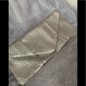 Silver Faux snake skin clutch